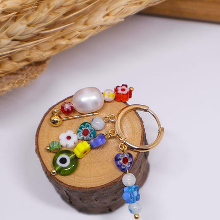 Handmade Colorful Flower Beaded Earrings Bohemian Fashion Jewelry Gift
