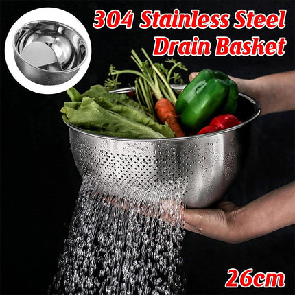 304 Stainless Steel Drain Basket for Rice Washing Vegetables Household Strainer