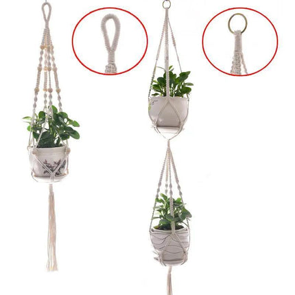 5x Pot Holder Macrame Plant Hanger Hanging Planter Basket Hemp Rope Braided New - Aimall