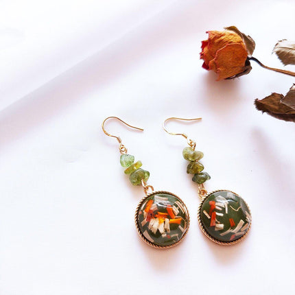 Natural Stone Earrings for Women Simple Vintage Dangle Drop Fashion Jewellery