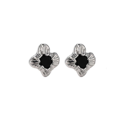 Vintage Black Stud Earrings Women Retro Style Dripping Oil Fashion Jewelry