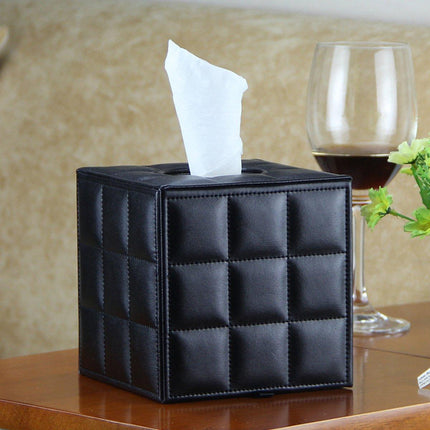 Luxury Leather Square Tissue Box Living Room Hotel Roll Paper Tube Holder