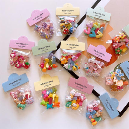 5Pcs Cute Cartoon Animal Hairpin Set for Girls - Mini Hair Clips Party Gift