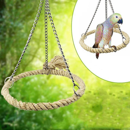 Parrot Rope Ring Swing Toys Budgie Cockatiel Hanging Cage Hammock Perch Bird Toy - Aimall