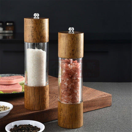 Wooden Pepper Grinder Handheld Salt Mill Spice Grinder Adjustable Kitchen Tool