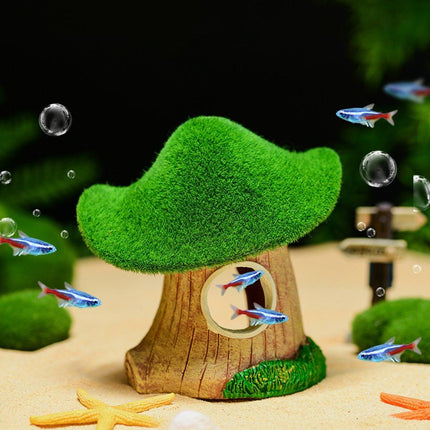 Aquarium Moss Mushroom House Aquascape Crafts Fish Shrimp Hiding Decoration