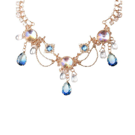 Exotic Sapphire Tassel Headwear Antique Dancer Pendant Hair Accessories Necklace