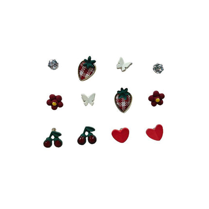 Cute Pink Stud Earrings Set for Women Girls Simple Fashion Jewelry Accessories