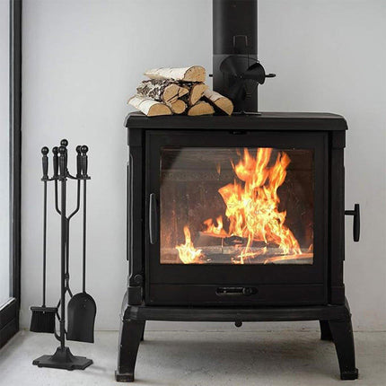 5PCS Grillz Fireplace Tool Set Fire Place Tools Poker Brush Shovel Stand Tongs