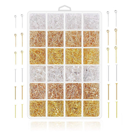 2400PCS Gold-Plated Silver-Plated Jewelry Making T-Pin Nine-Pin Set Accessories