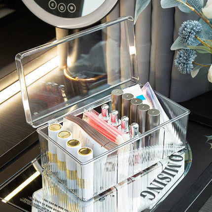 Transparent Dustproof Cosmetic Storage Box with Lid Makeup Organizer Case