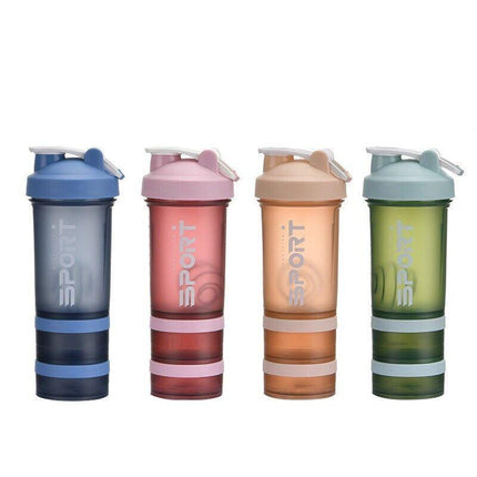 Powder Milkshake Drink Cup Sport Water Bottle 500Ml 3 Tier Protein Shaker Pill Aimall