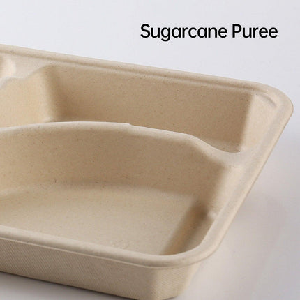 25/50pcs Biodegradable Lunch Box Microwaveable Tray with Compartment Paper Lid