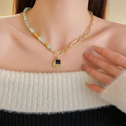 Fashion Natural Stone Necklace Retro Clavicle Chain Simple Jewelry Women