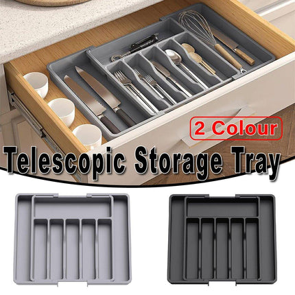 Extendable Cutlery Storage Box Household Portable Retractable Tray Organizer