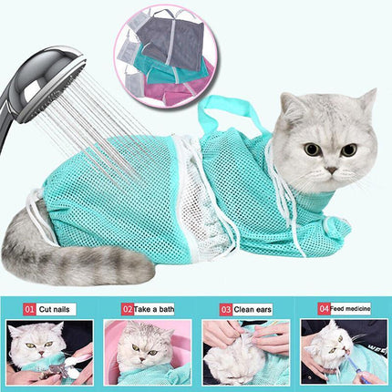 Cat Supplies Washing Bags for Pet Bathing Nail Trimm Mesh Cat Grooming Bath Bag - Aimall