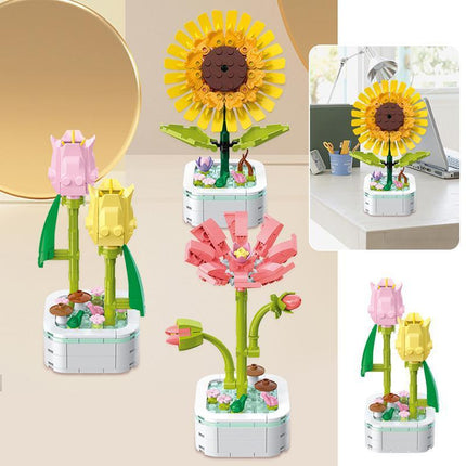 Block Bouquet Plant Building Block Plant Potted Bricks Bouquet 3D Model Toy - Aimall