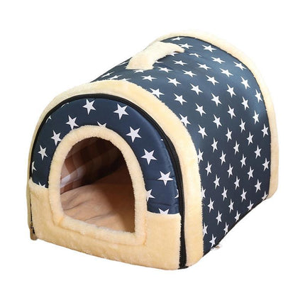 L Size Pet House Kennel Soft Igloo Beds Cave Cat Puppy Bed Warm Cushion Fold - Aimall