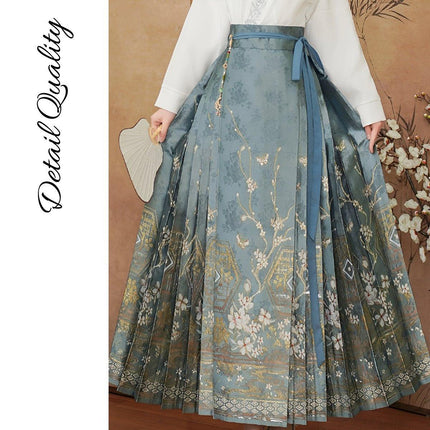Spring Autumn Hanfu for Women Chinese Style Daily Wear Improved Horse Skirt
