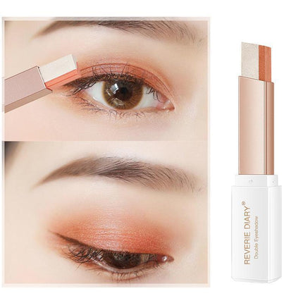 Glitter Double Colour Gradient Eyeshadow Stick Two Tone Eye Shadow Pen Cosmetics - Aimall