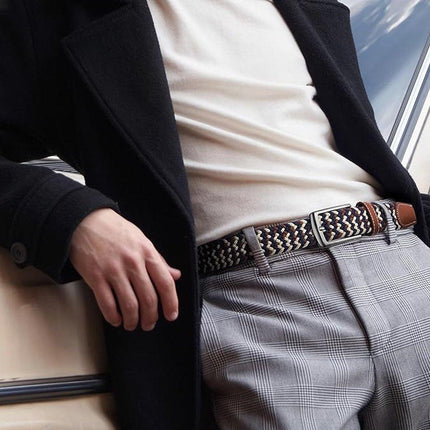 Unisex Braided Belt Casual Canvas Belt Adjustable Stretch Belt for Men Women
