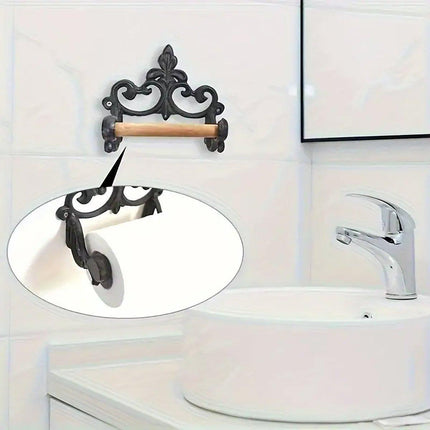 Vintage Iron Toilet Paper Towel Roll Holder Bathroom Wall Mount Rack Black New