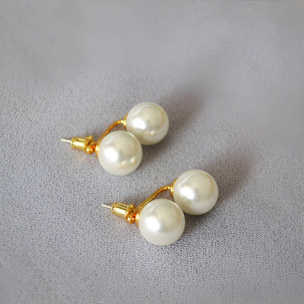 Temperament Double Pearl Stud Earrings Simple Elegant Jewelry for Women Gifts