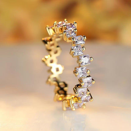 Square Design 1.2ct Simulated Diamond Women Engagement Ring Rose Gold Plated - Aimall