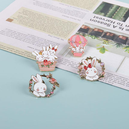 Lovely White Bunny Rabbit Ears Metal Pin