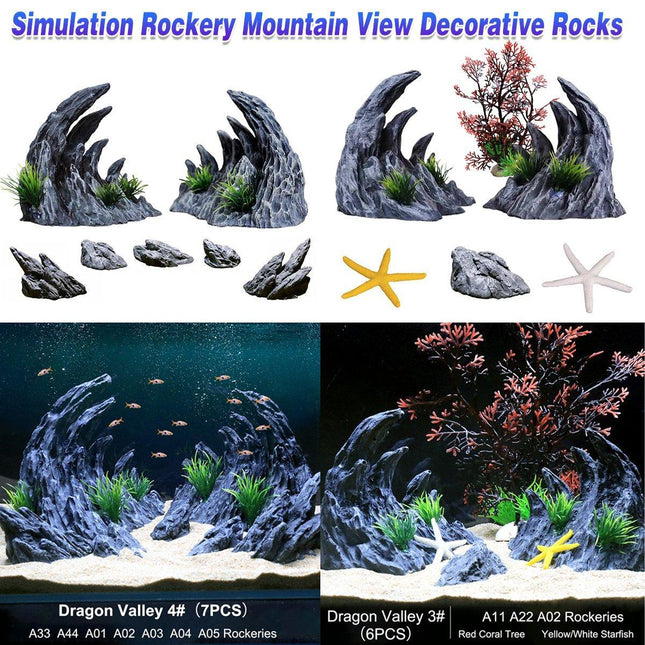 Aquarium Resin Dragon Stone Rock Decorative Ornaments Fish Tank Landscape