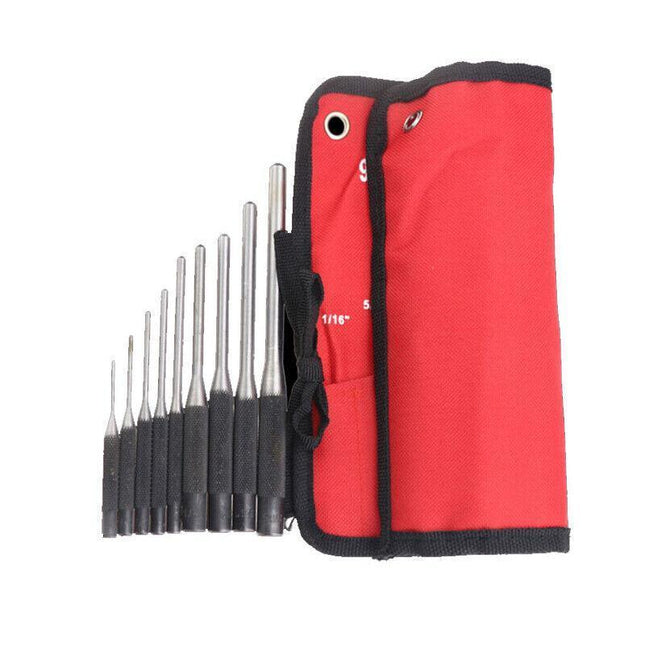 9Pcs Roll Pin Punch Set Bolt Catch Gun Building Removing Tool Canvas Pouch Au - Aimall