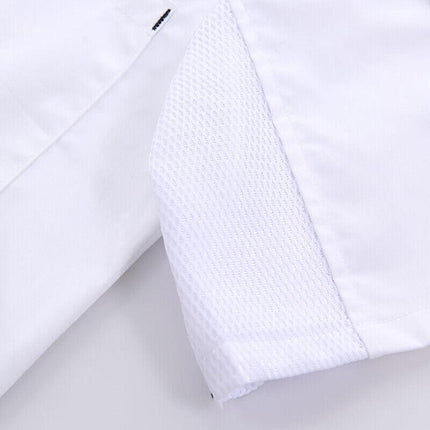 Black Unisex Mesh Sleeve Chef Coat Jacket Restaurant Hotel Cook Short Uniform - Aimall