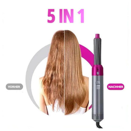 5 IN 1 Hair Dryer Brush Hot Comb Air Volumizer Curler Straightener Curling Style - Aimall