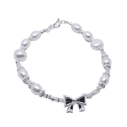 Pearl Ribbon Bracelet Ring Elegant Jewelry for Women Fashion Accessories Gift