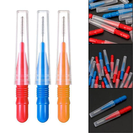 200PCS Interdental Brush Floss Sticks Tooth Floss Head Toothpick Cleaning New Blue - Aimall