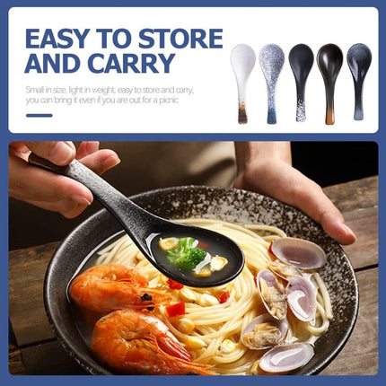 5pcs Ceramic Soup Spoons Household Kitchen Utensils for Cooking and Serving Food