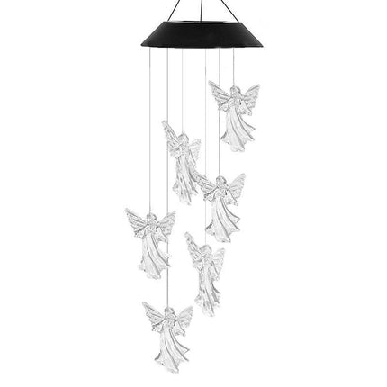 Colour Changing Wind Chimes LED Light Hanging Decor Outdoor Solar Powered Garden - Aimall