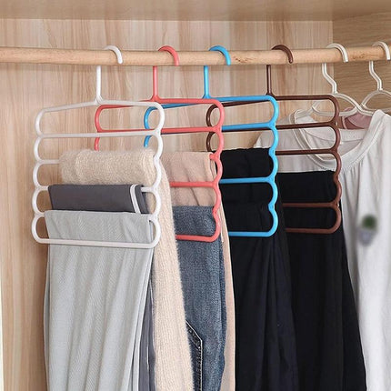 5pcs 5 Tier Trouser Rack Multifunctional Hanging Wardrobe Scarf Tie Hanger Set