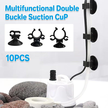10X Double Clip Suction Cup Holder for Aquarium Tube and Rod Mounting Support