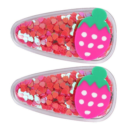 2PCS Cartoon Fruit Sequins Girl Hair Clips Baby Transparent Kids Birthday Party - Aimall