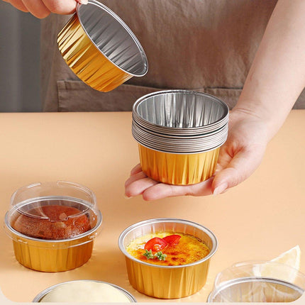 100Pcs Cake Tools Pudding Cake Aluminum Foil Baking Cups Cupcake Cup with Lids