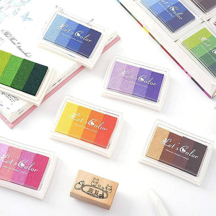 4Colours Fingerprint Stamp Set with Plastic Case Washable Color DIY Ink Pad - Aimall