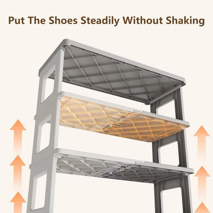 7 Tier Folding Shoe Rack for Easy Storage Space Saver Adjustable Shoe Organizer