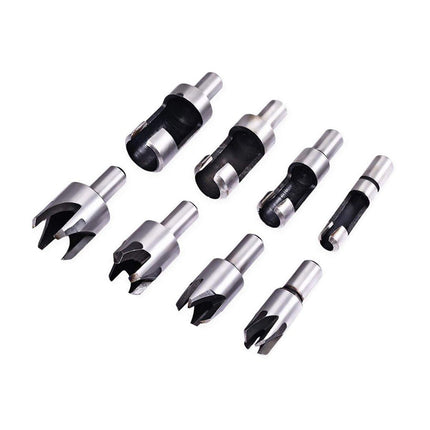 8 PCS Wood Plug Hole Cutter Dowel Maker Cutting Tools Shank Drill Bits With Box - Aimall