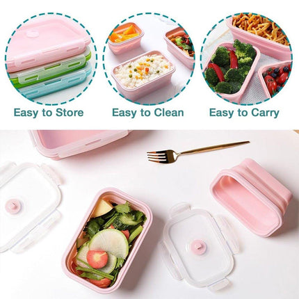 3pcs Portable Folding Bento Lunch Boxes Fresh Keeping Box for Food Storage