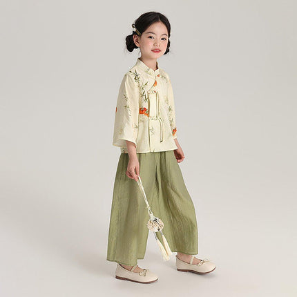Summer New Chinese Style Suit for Girls Traditional Outfit High-Quality