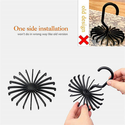 Plastic Mini 360 Degree Rotating Tie Hanger Closet Organizer Space Saving Tool