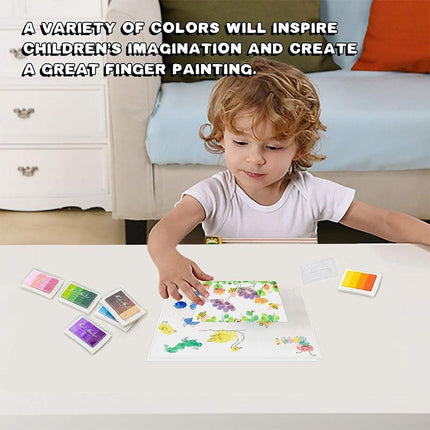 4Colours Fingerprint Stamp Set with Plastic Case Washable Color DIY Ink Pad - Aimall