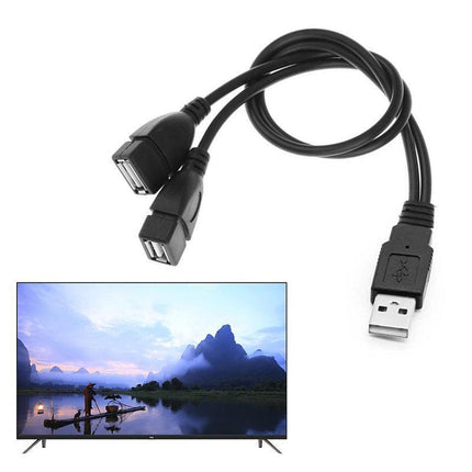 Double USB Extension A-Male to 2 A-Female Y Cable Cord Power Adapter Splitter - Aimall