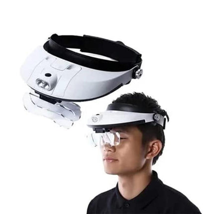 Headband Headset Head LED Lamp Light Jeweler Magnifier Magnifying Glass Loupe - Aimall